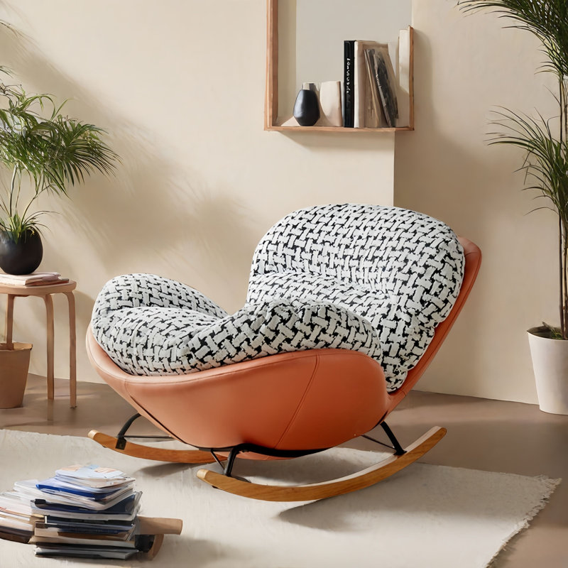 Chaise berçante moderne rembourrée, Orange