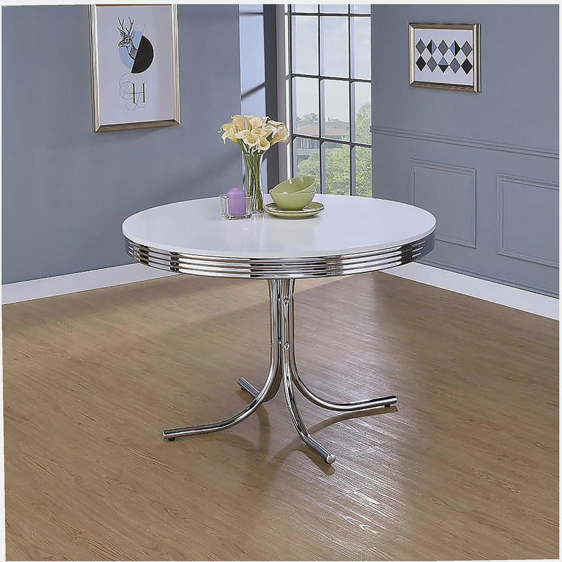 White and chrome round table