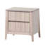 Table de chevet 1 pièce Mid-Century moderne blanc délavé, 2 tiroirs, bois d'ingénierie, poignées cachées, pattes de support évasées, reculant vertical et joint, glissières à roulement, finition extérieure lavable pour chambre à coucher