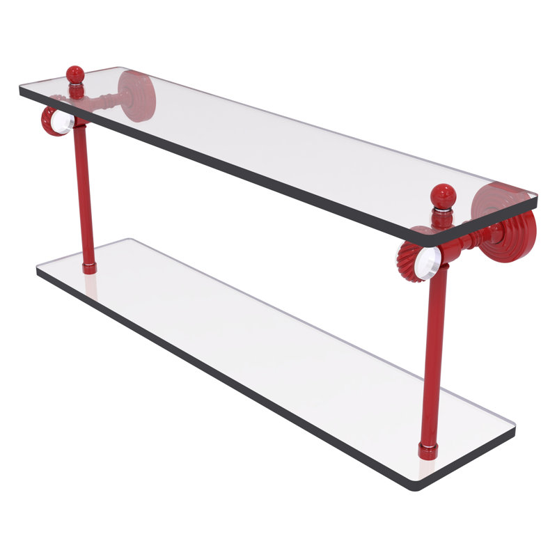 Yovela 2 Piece Tiered Shelf, 9.3" H x 22" W x 5.125" D, Fire Engine Red