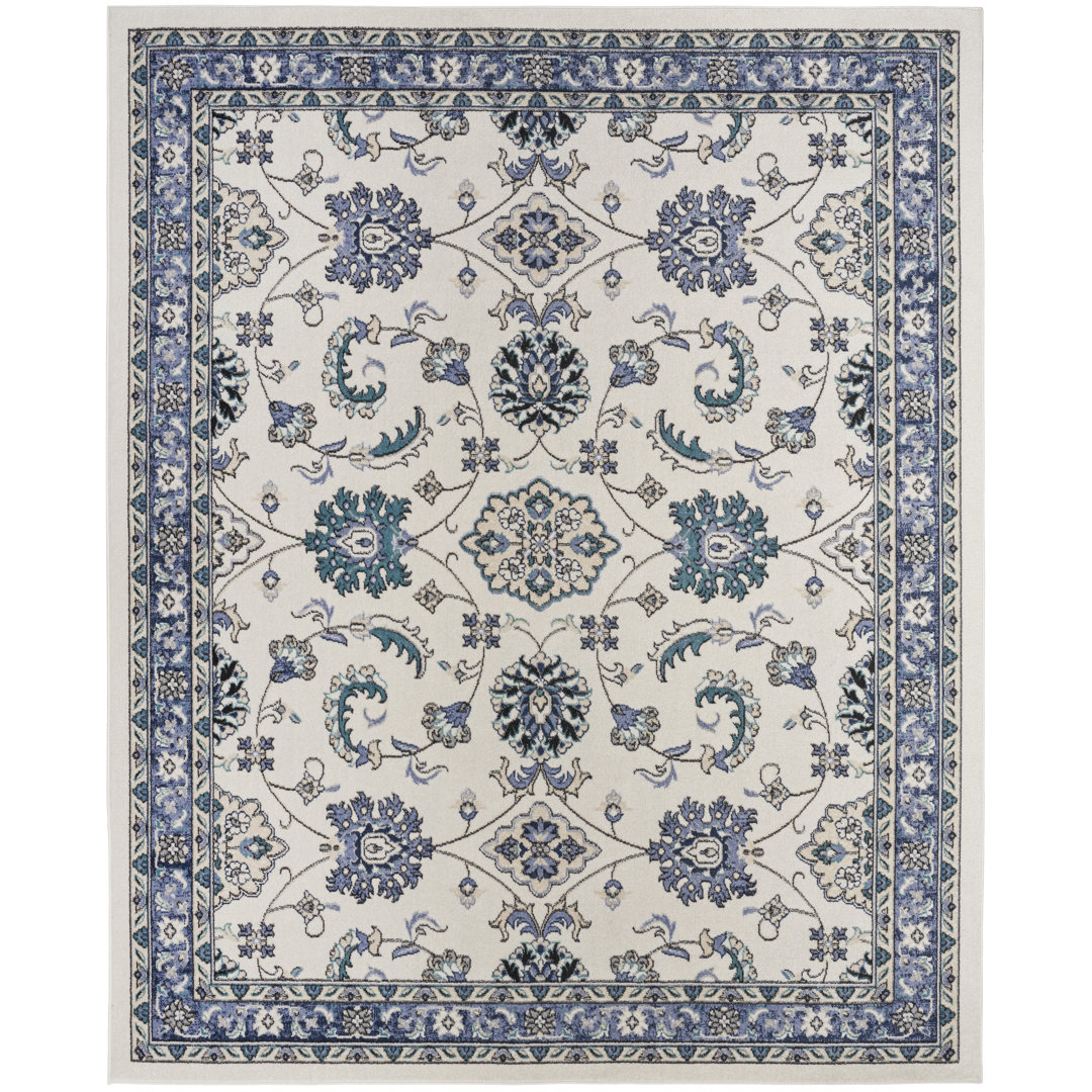 Nourison Essentials Ivory/Blue Indoor/Outdoor Area Rug Charlton Home® Rug 