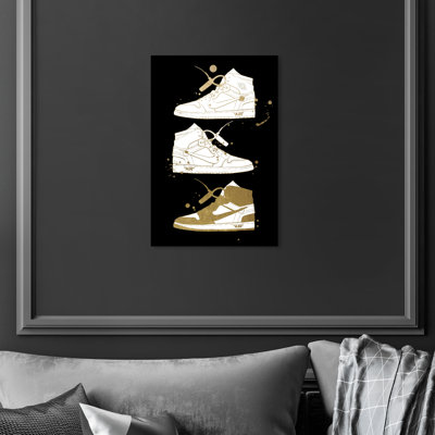 Golden Sneaker Collection - Graphic Art on Canvas