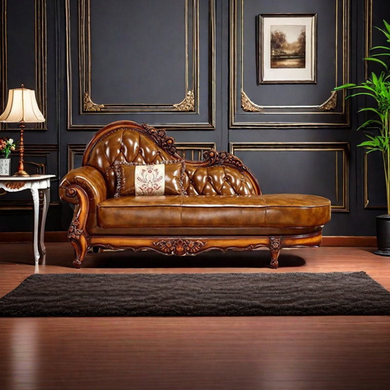 Chaise longue européenne en cuir massif