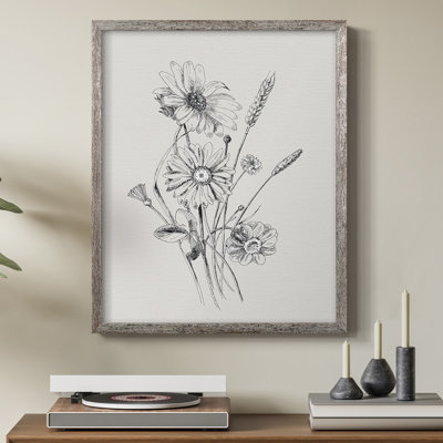 Impression florale vintage avec encadrement CCXCVI - bois massif
