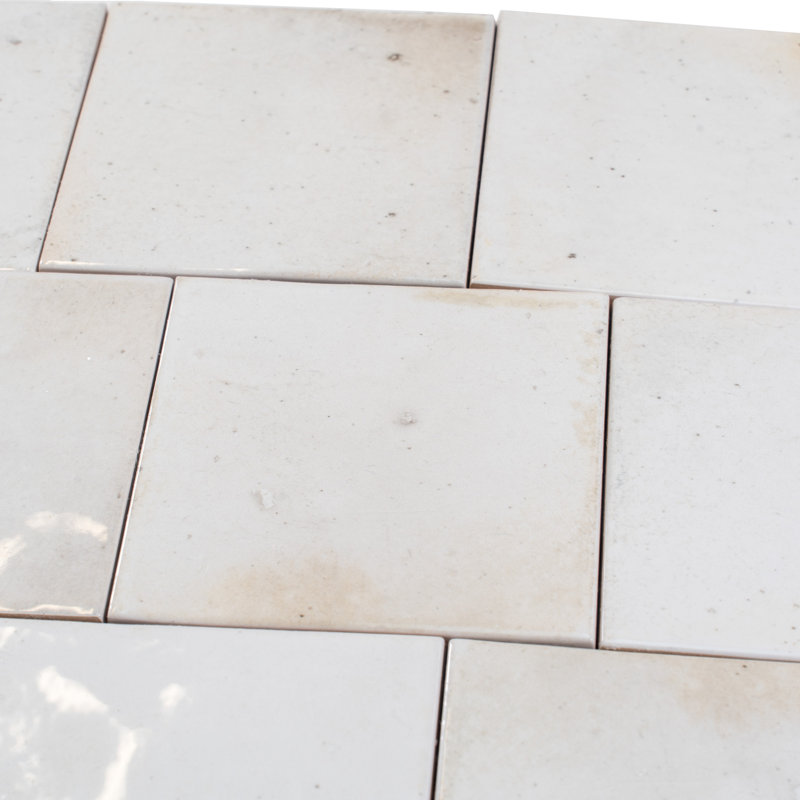 Carrelage carré en céramique brillante 3,94 po x 3,94 po Antiek (6,48 pieds carrés / caisse) (paquet de 60), Blanc