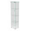 4-Tier Single Door Glass Display Cabinet with USB LED Strip, Tall Frameless Curio Cabinet with Glass Top, Black/White-666656095