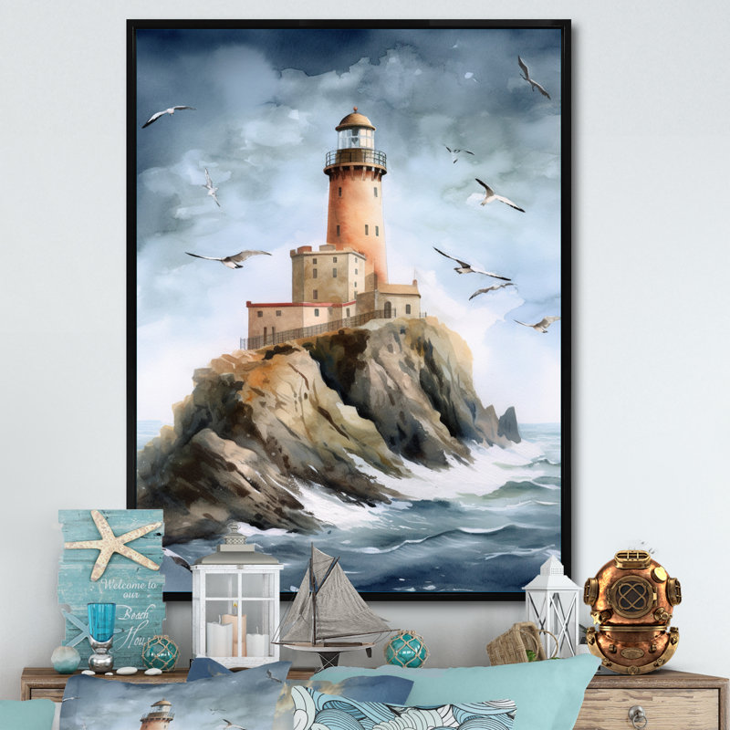 " Ocean Watchtower II ", 40" H x 30" W, Black Floater Framed