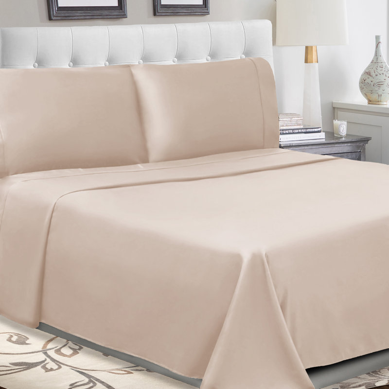 Ensemble de draps en coton percale à densité de tissage 300 fils Percale, Brun clair