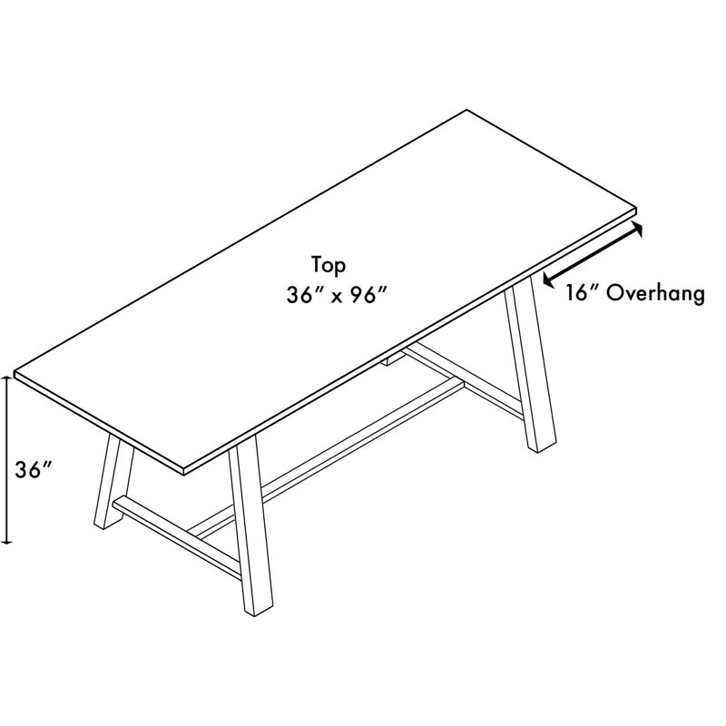 Table de salle à manger Midtown, H 36 po x L 96 po x l 36 po, Bois de grange