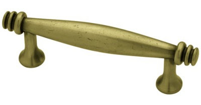3" Domed Ringed Pull with Flared Feet Tumbled Antique Brass