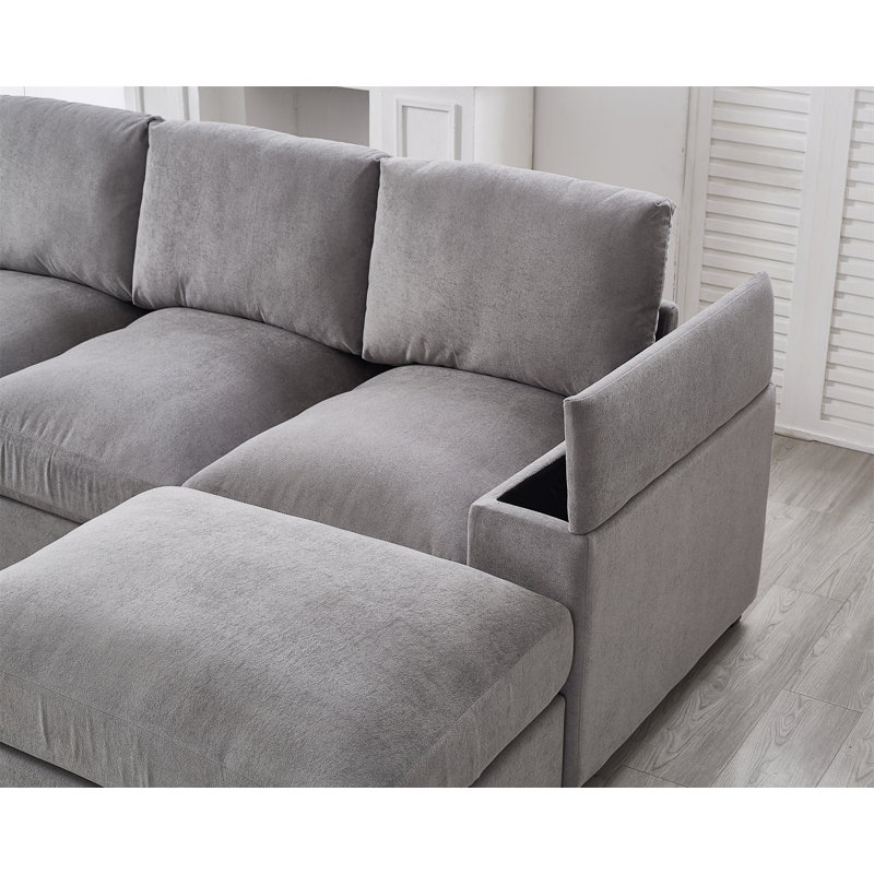 Sectional Sofa Deep Seat Sofa Couch With Ottomans, Corduroy Sofa Sleeper Comfy Upholstered Furniture For Living Room, Apartment, Office,