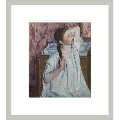 Girl Arranging Her Hair by Mary Cassatt -Framed Giclee Print