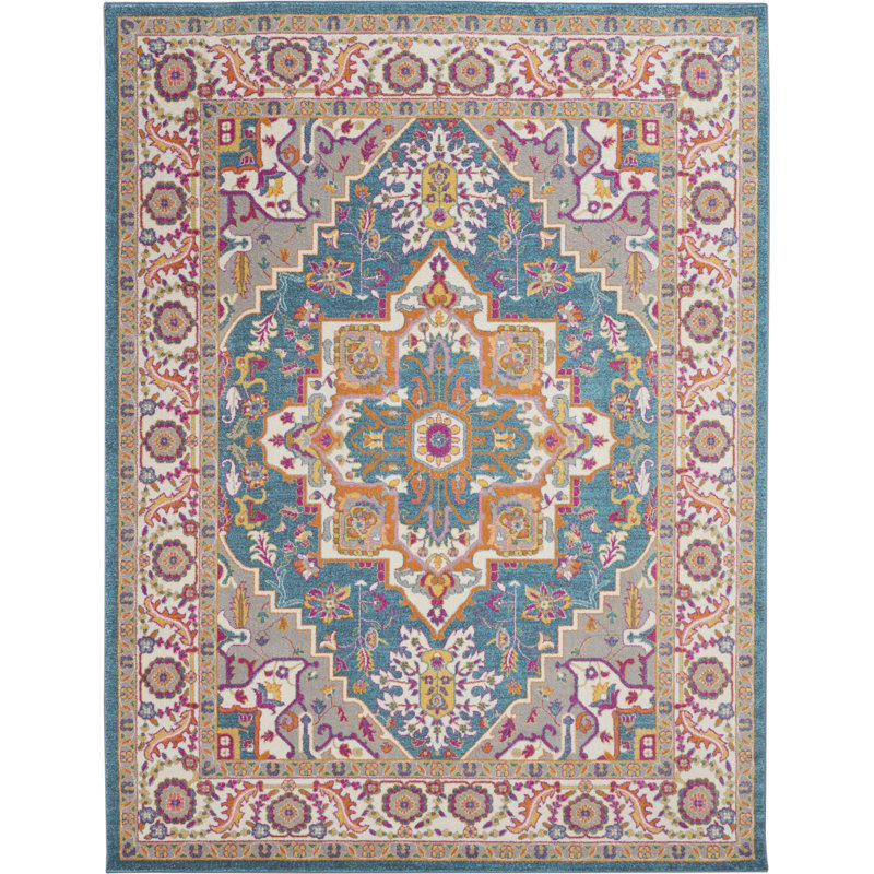 Tapis bleu sarcelle Augusta, Rectangle 9 pi x 12 pi