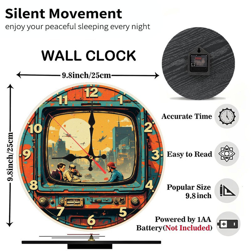Art mural rétro horloge futuriste