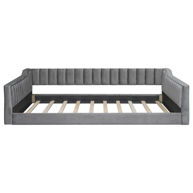 Upholstery Daybed And Side Storage Pocket, Gray