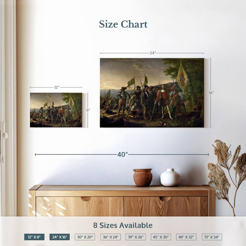 Landing Of Christopher Columbus, 16" H x 24" W