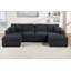 Ensemble modulaire 3 pièces de conception moderne avec causeuse sans accoudoirs, coussins assortis et méridienne pour un salon confortable-412404692