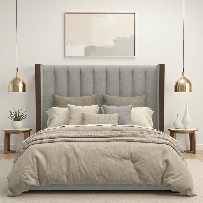 Dipson Upholstered Wingback Bed, Grey Revolution®, Queen (Mid)