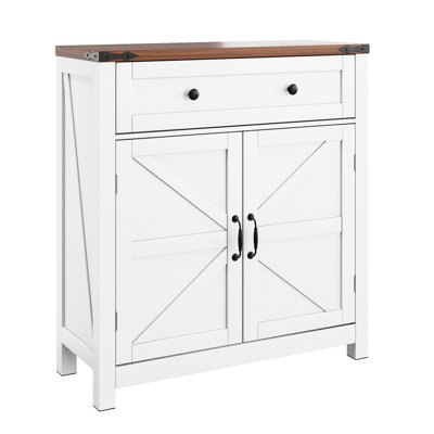 Armoire de vestibule Mid-Century moderne - Tablette réglable et 1 tiroir avec comptoir en noyer de salon autoportant au fini blanc grand pour la décoration intérieure