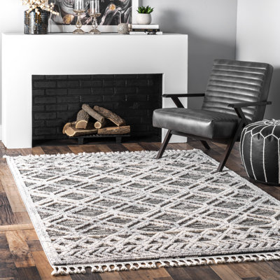 Moroccan Lattice Tassel Area Rug