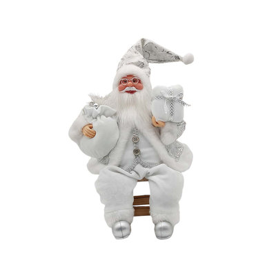 13.7Inch Santa Figurines Doll Christmas Sitting Santa Claus Decoration For Room Fireplace Tabletop Centerpieces Window Display Props Figure Ornament, Christmas Decoration For Home Office Table Xmas Party Ornament Gift