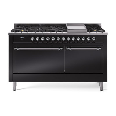 ILVE Nostalgie II 60 in Dual Fuel Range, 9 Burner, Griddle