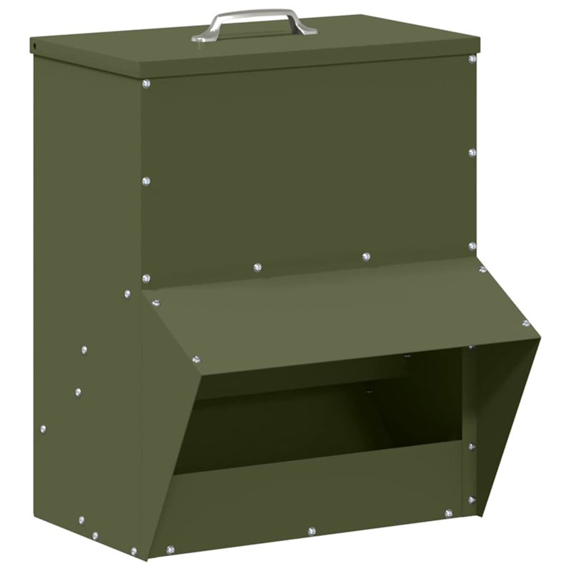 Cold-Rolled Steel Feeder, Olive Green, 43.5cm H x 35cm W x 20.5cm D
