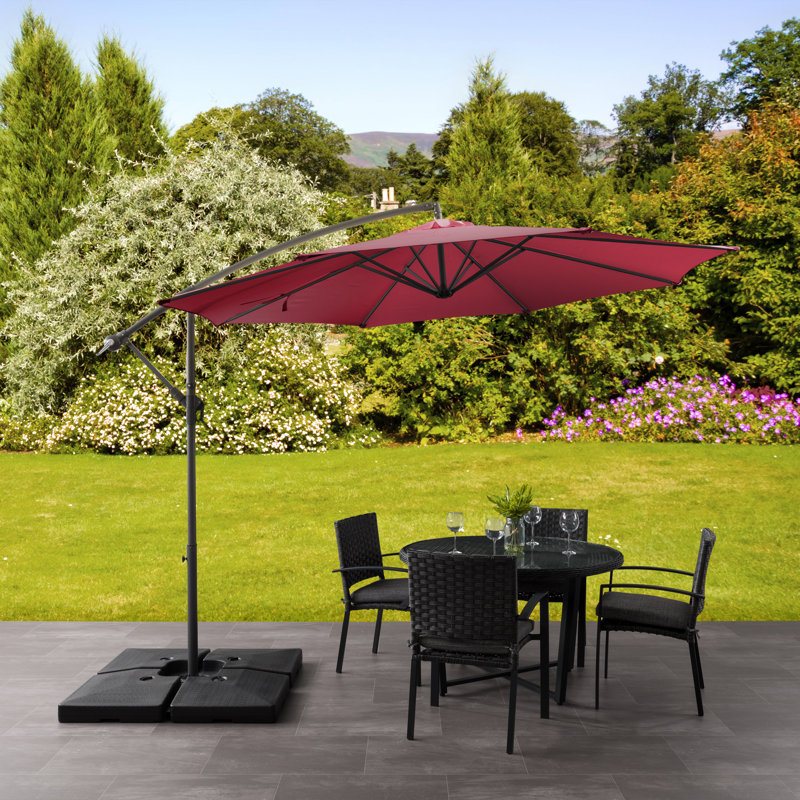Parasol en porte-à-faux 9,6 pi avec base de comptoir Helland, Vin rouge