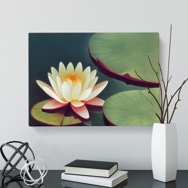 Blooming Water Lily Flower - Wrapped Canvas, 35cm H x 50cm W x 3cm D