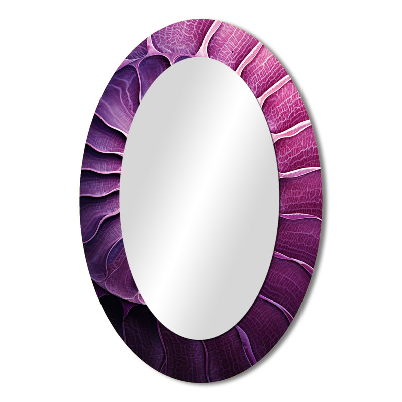 Nautilus prune coquillage I - grand miroir mural ovale sur métal, H 36 po x l 24 po