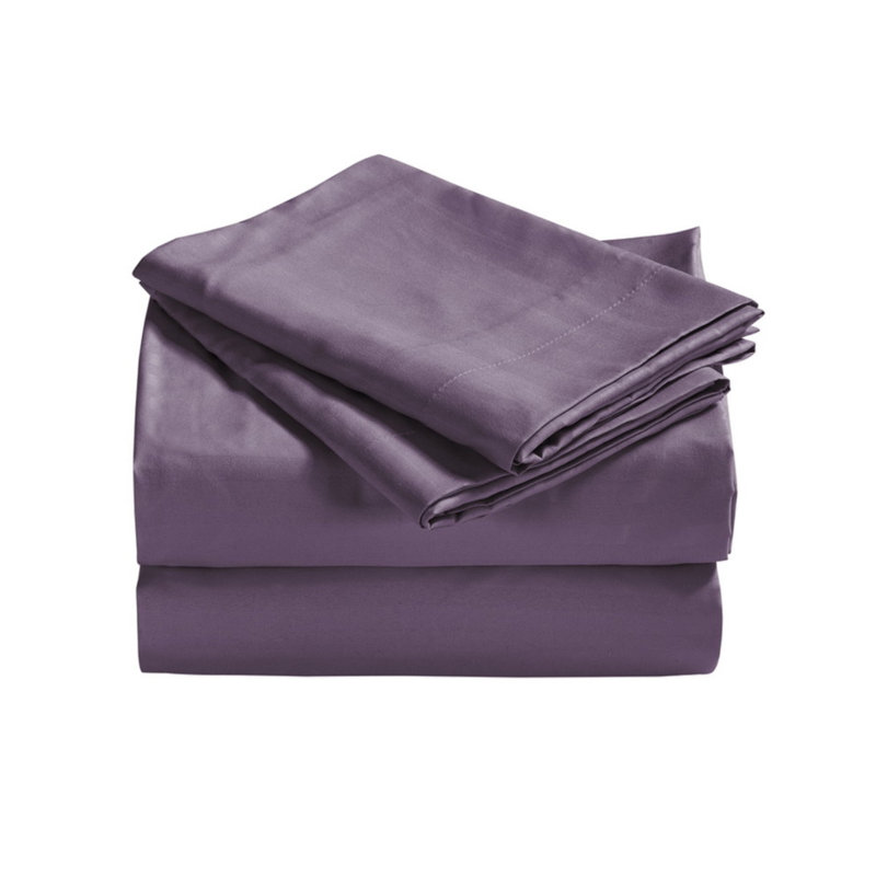Ensemble de draps en microfibre Tanju, Ensemble literie pour lit simple, Aubergine