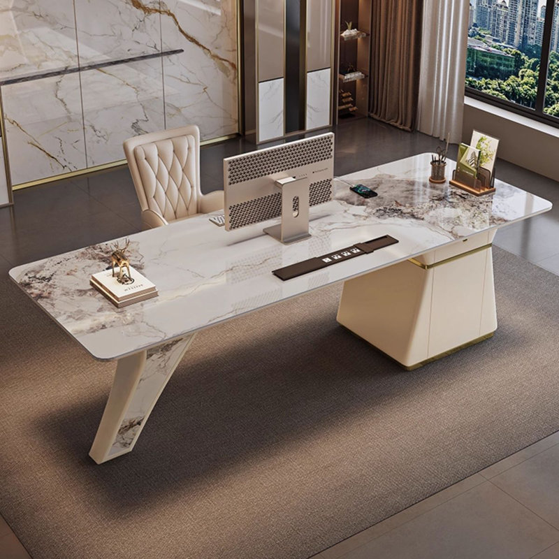 Picture color  Rectangular Stone  desk, 29.53" H x 86.61" W x 31.5" D