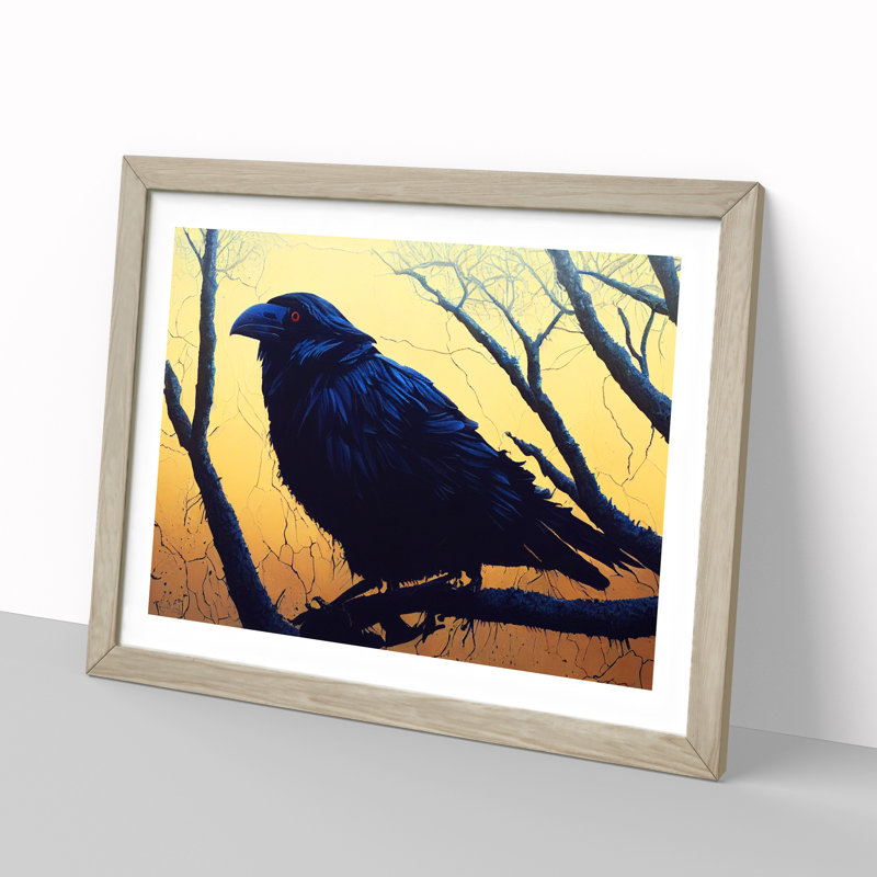 Great Raven Bird - Print, 34cm H x 46cm W, Oak