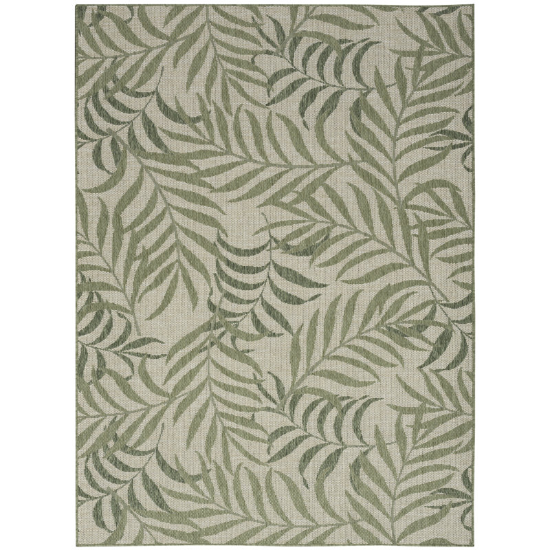 Tapis d'extérieur vert ivoire Wildon Home® Garden Oasis, Rectangle 5 pi x 7 pi