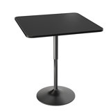 Bistro Pub Table Square Adjustable Height Cocktail Bar Table with Metal Base and Wooden Table Top