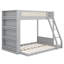 Lit superposé simple au-dessus de double avec tablettes de rangement et DEL, lits superposés de plancher en bois avec rangement-1468815791