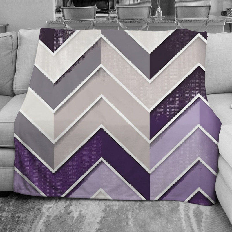 Couverture en molleton à chevrons, L 68 po x L 80 po, Gris / argent