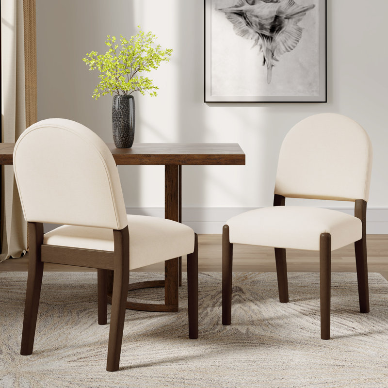 Chaises de salle à manger rembourrées Ellis, Coussin beige / structure en noyer