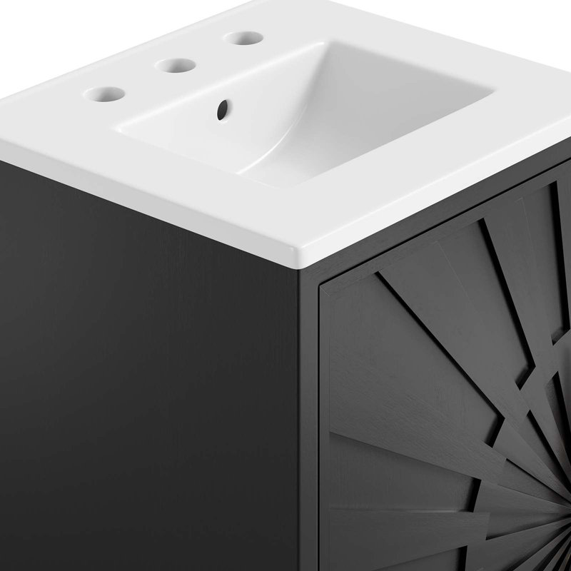 Awaken 18" Black and White Wood Bathroom Vanity with Gold Base