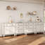 Buffet de style Mid-Century de 126 po fabriqué à la main avec rangement, 8 tiroirs et 2 armoires, pieds fuselés en bois massif, pour la salle à manger ou le salon, blanc-133001876