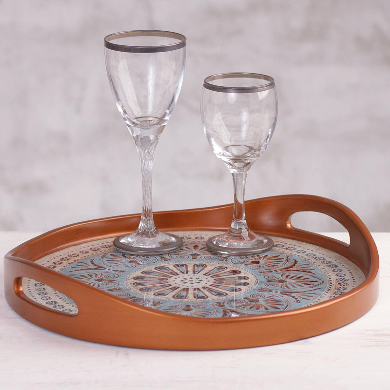 Masterson Glass Decorative Tray, Brown, 2" H x 12.5" W x 12.5" L