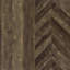 Armoire d'appoint compacte à 4 tablettes en chêne rustique avec acier enduit de bronze industriel, portes à chevrons pour améliorer l'espace dans la base en acier, salles à manger