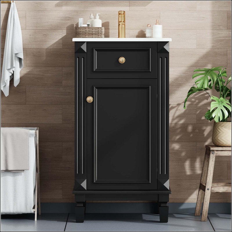 Meuble-lavabo de 18 po de style français pour petits espaces, Noir
