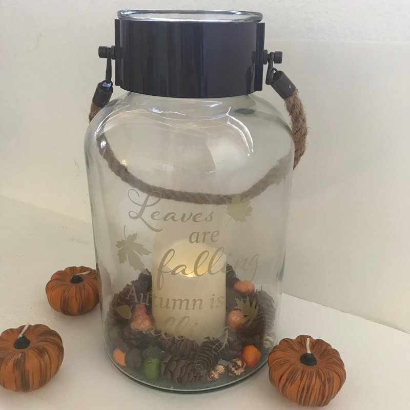 Lanterne en verre d'automne et d'automne