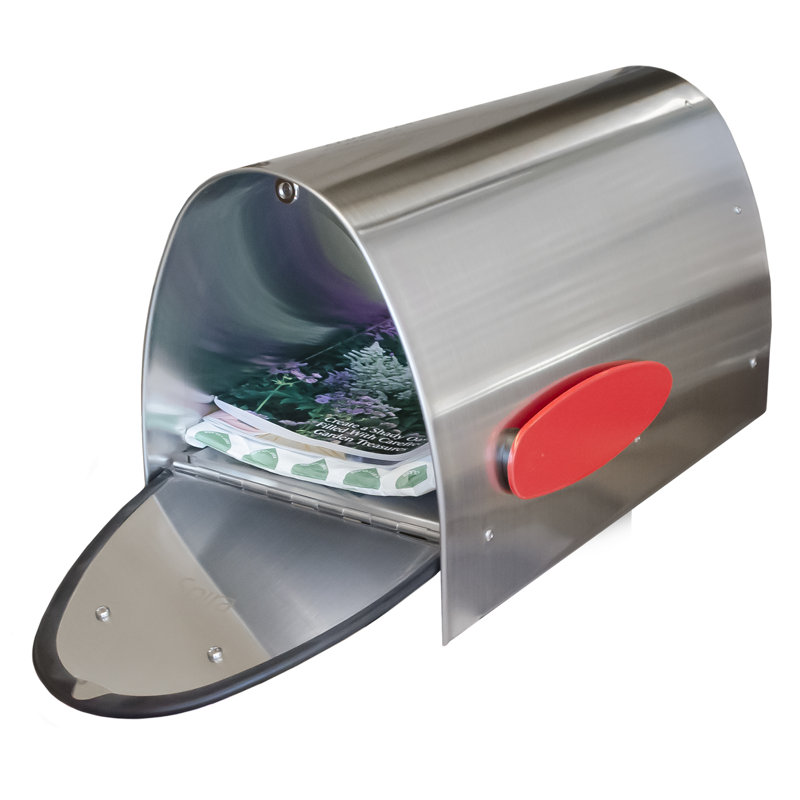 Medium Stainless Steel Modern Post Mounted Mailbox