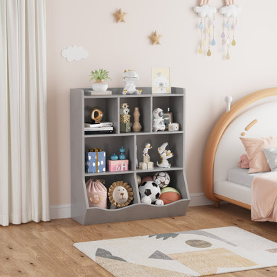Armoire de rangement multi-casiers pour enfants avec bacs inclinables, organisateur en bois d'ingénierie anti-basculement pour chambre d'enfant