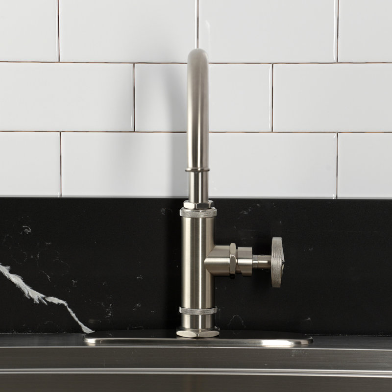 Kingston Brass Ostro Single-Handle Deck Mount Kitchen Faucet, Brushed Nickel