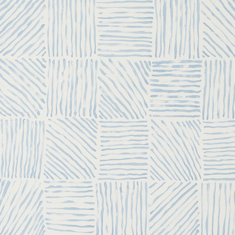 Schumacher x Caroline Z Hurley Katama Wallpaper, Blue Ivory