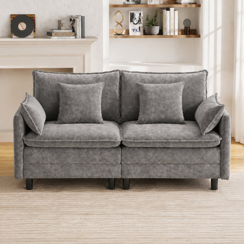 Causeuse modulaire en chenille Arale, Lyon gris chenille