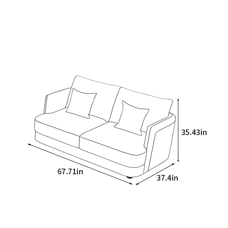 Petit canapé moderne et moderne, 2, H 35,43 po x l 67,71 po x P 37,4 po
